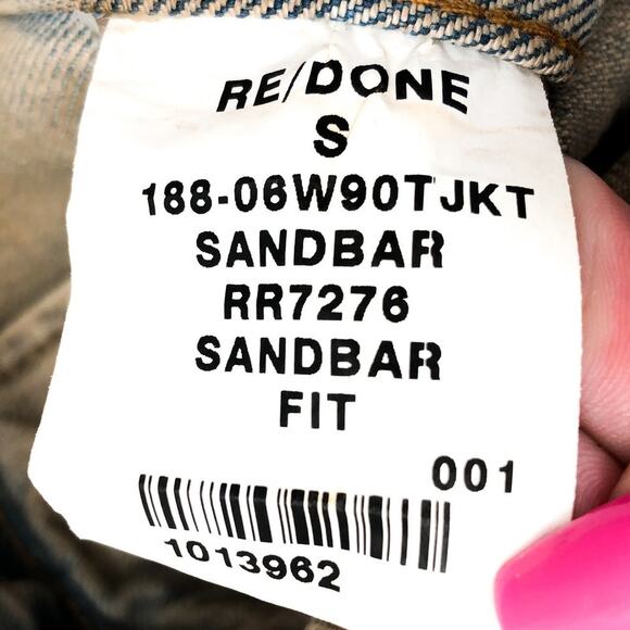 RE/DONE Women's Sandbar Fit Trucker Jacket Small Brown Long Sleeve Collared NWOT - Picture 7 of 7